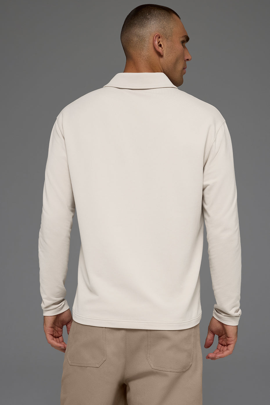 Double Take Long Sleeve Polo - Bone image 3