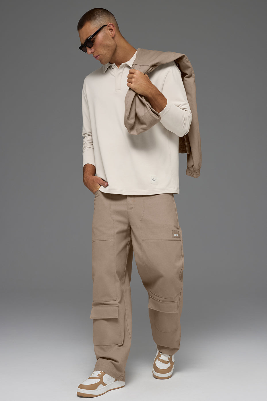 Double Take Long Sleeve Polo - Bone image 5