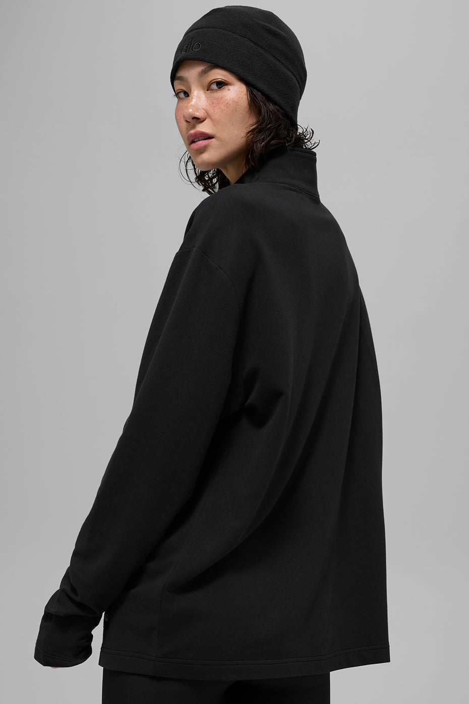 Double Take Long Sleeve 1/4 Zip - Black image 3