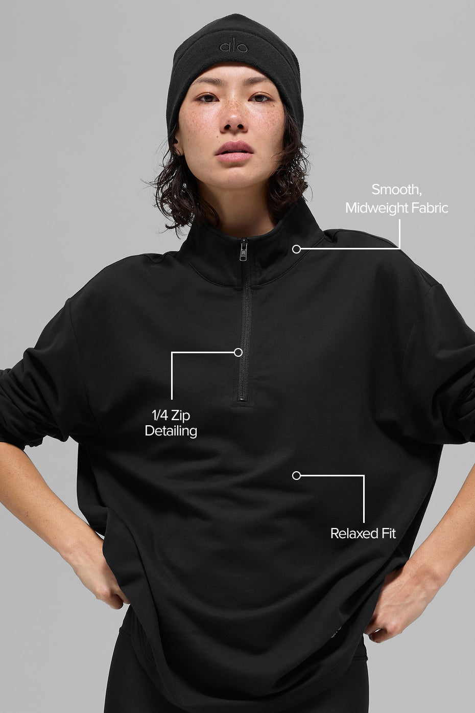 Double Take Long Sleeve 1/4 Zip - Black image 2