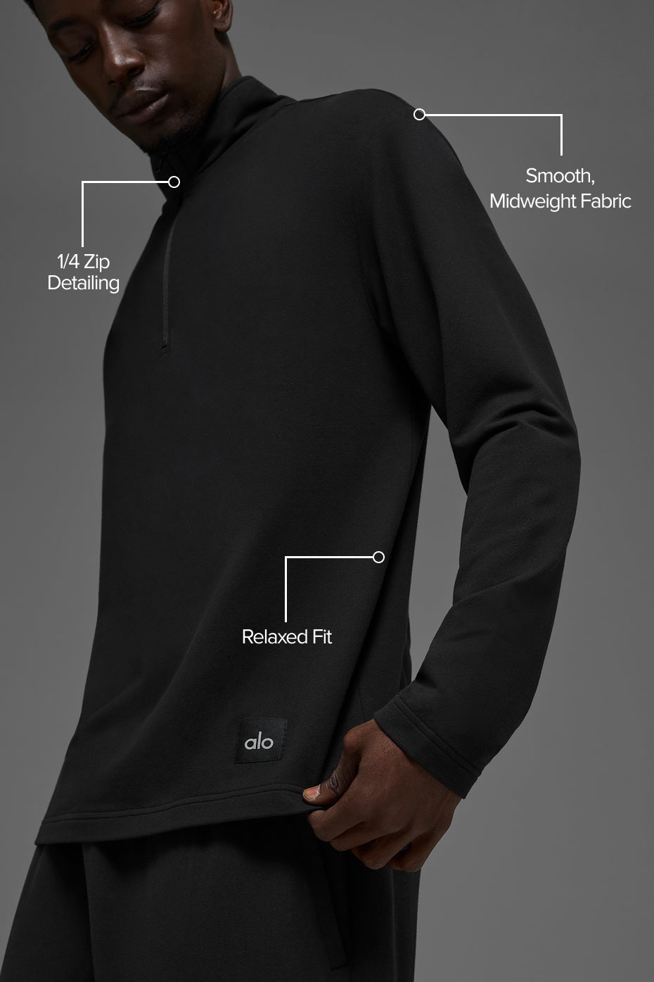 Double Take Long Sleeve 1/4 Zip - Black image 2