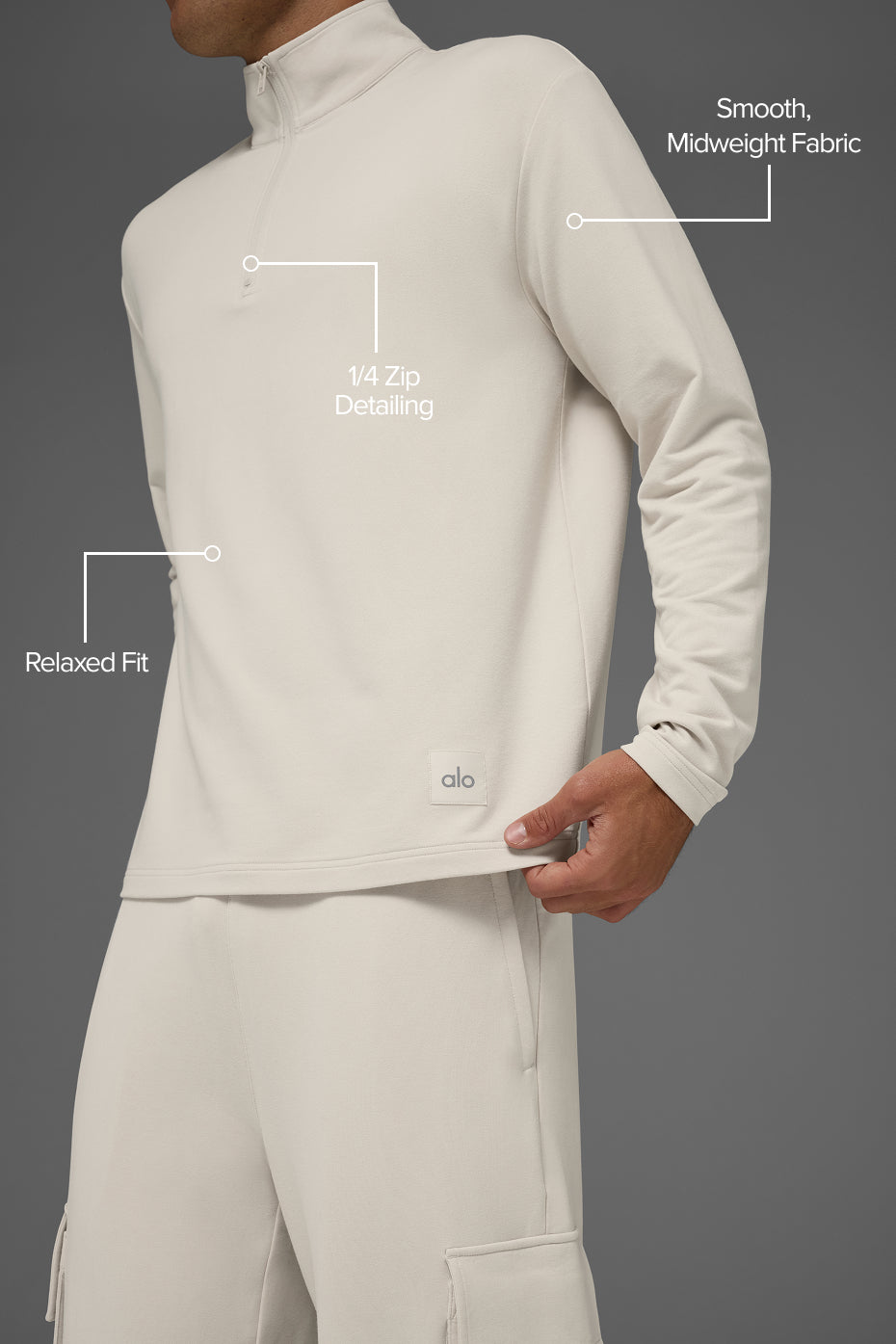Double Take Long Sleeve 1/4 Zip - Bone image 2