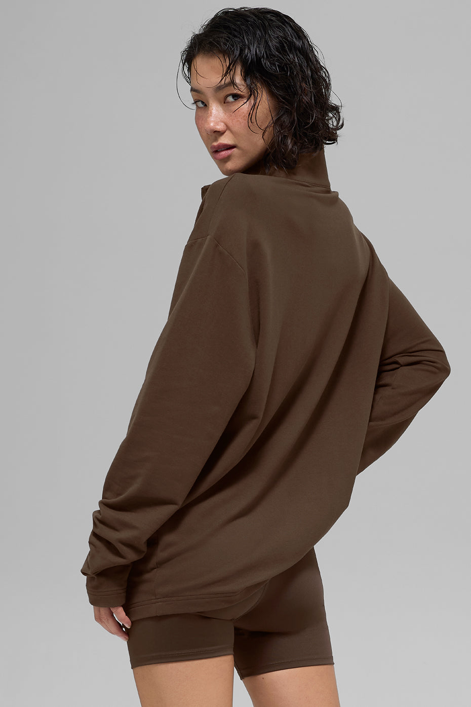 Double Take Long Sleeve 1/4 Zip - Espresso image 3