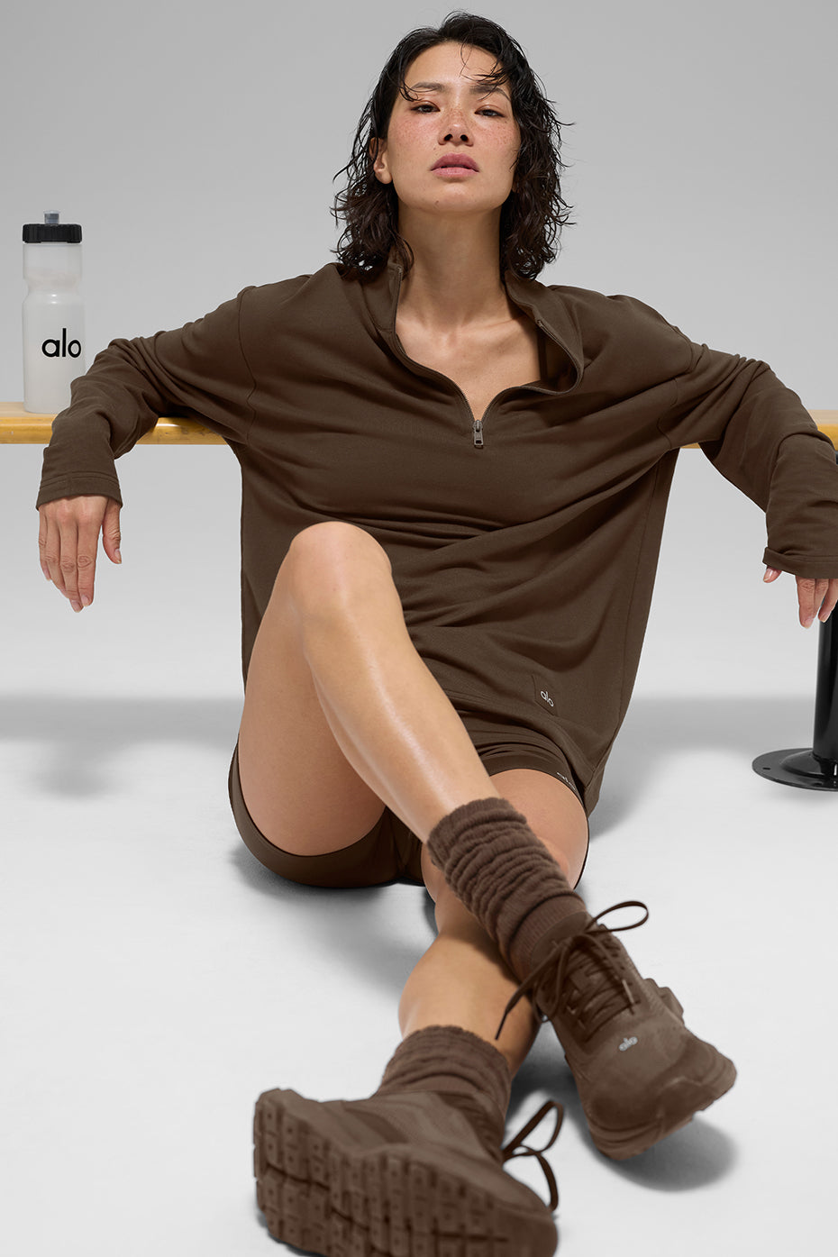 Double Take Long Sleeve 1/4 Zip - Espresso image 4
