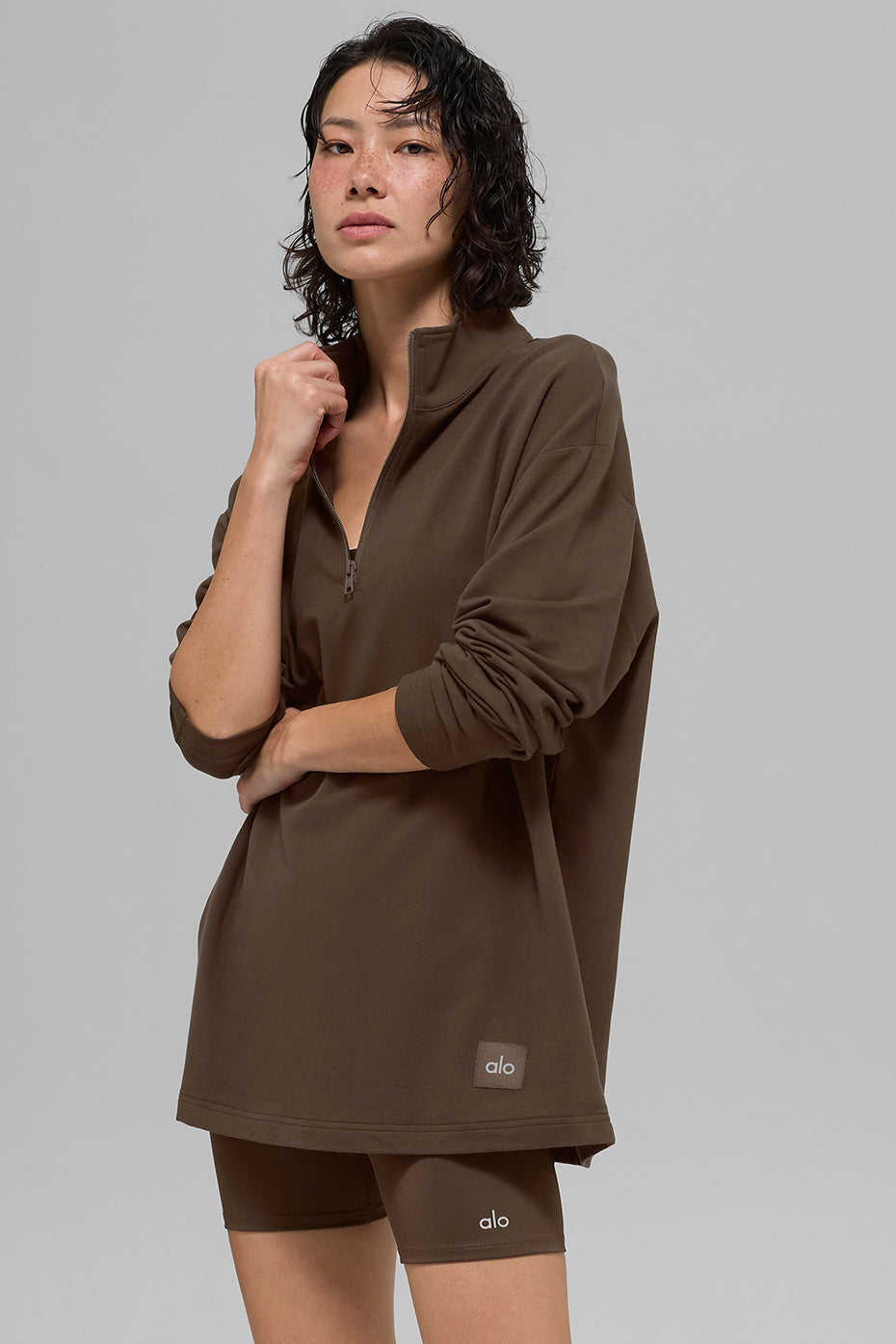 Double Take Long Sleeve 1/4 Zip - Espresso image 5