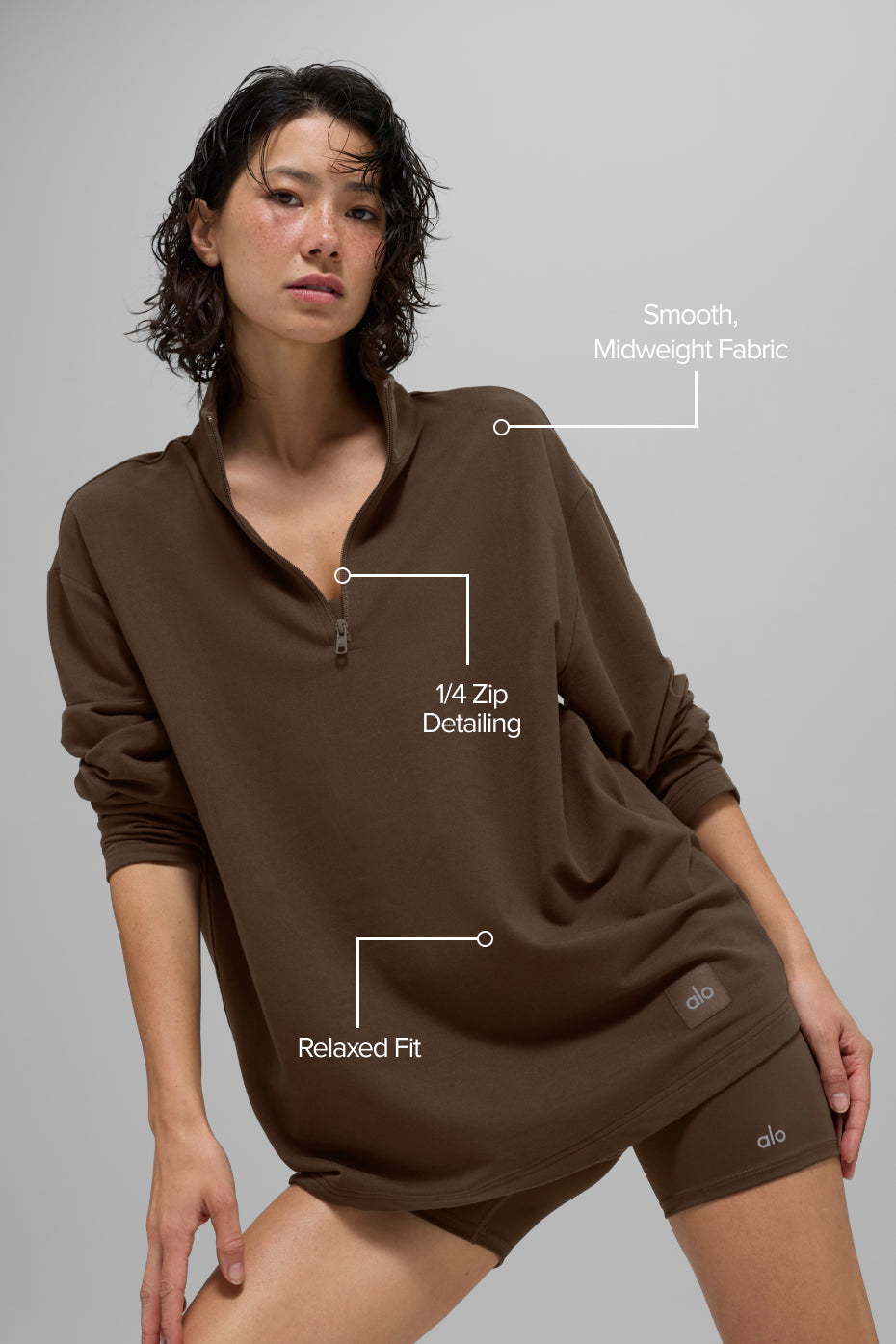 Double Take Long Sleeve 1/4 Zip - Espresso image 2