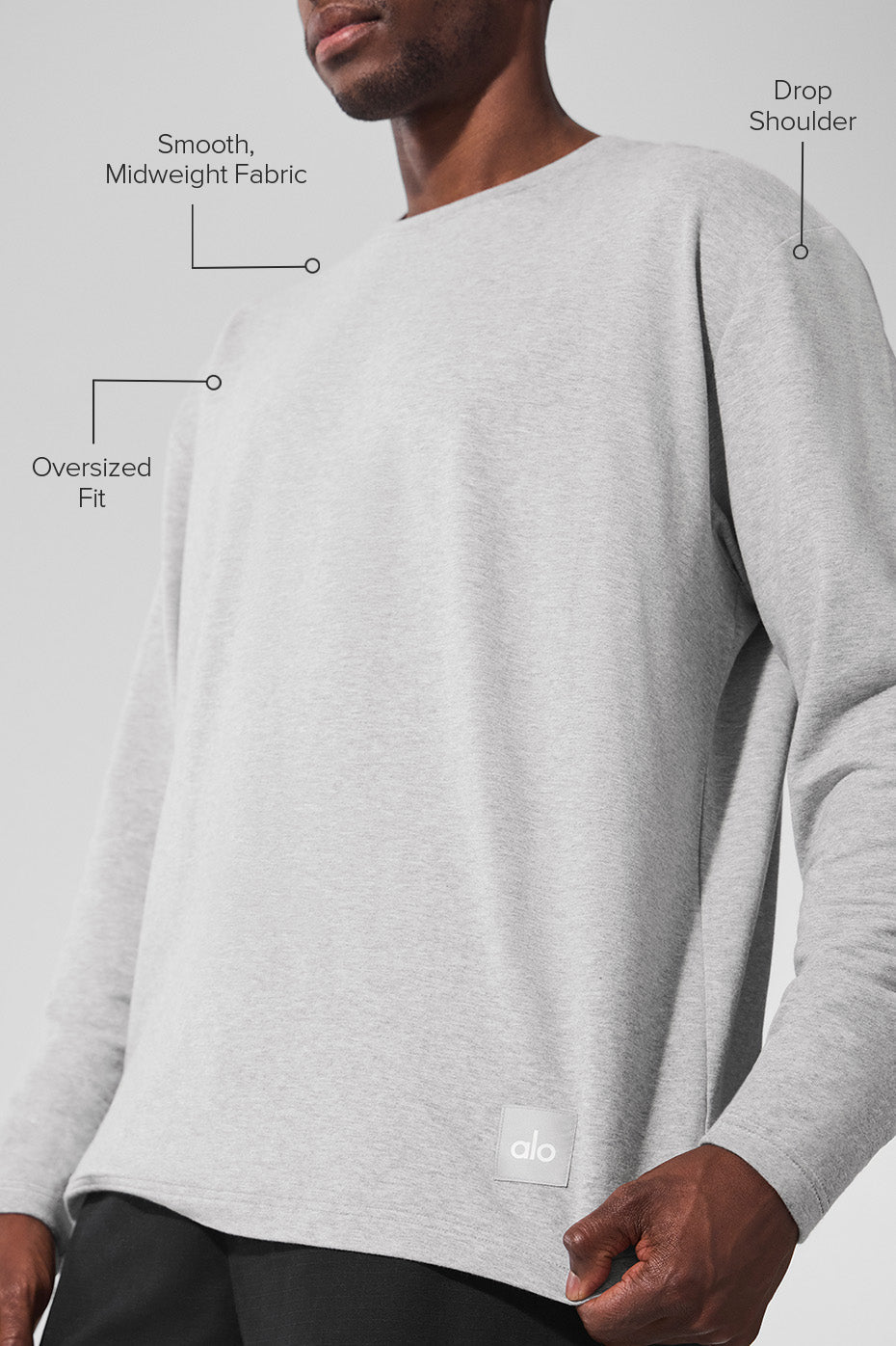 Double Take Long Sleeve Crew - Athletic Heather Grey image 2