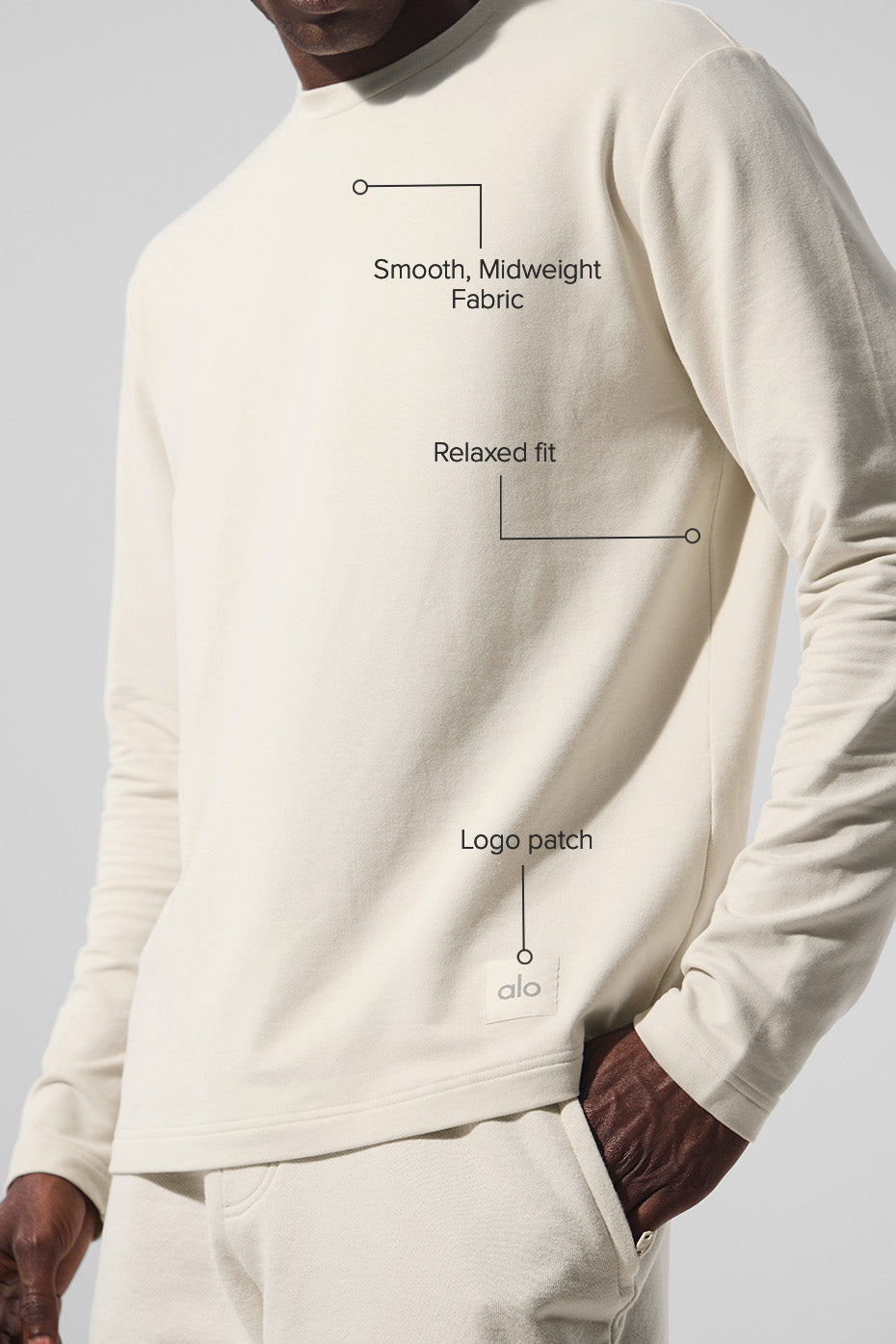 Double Take Long Sleeve Crew - Bone image 2