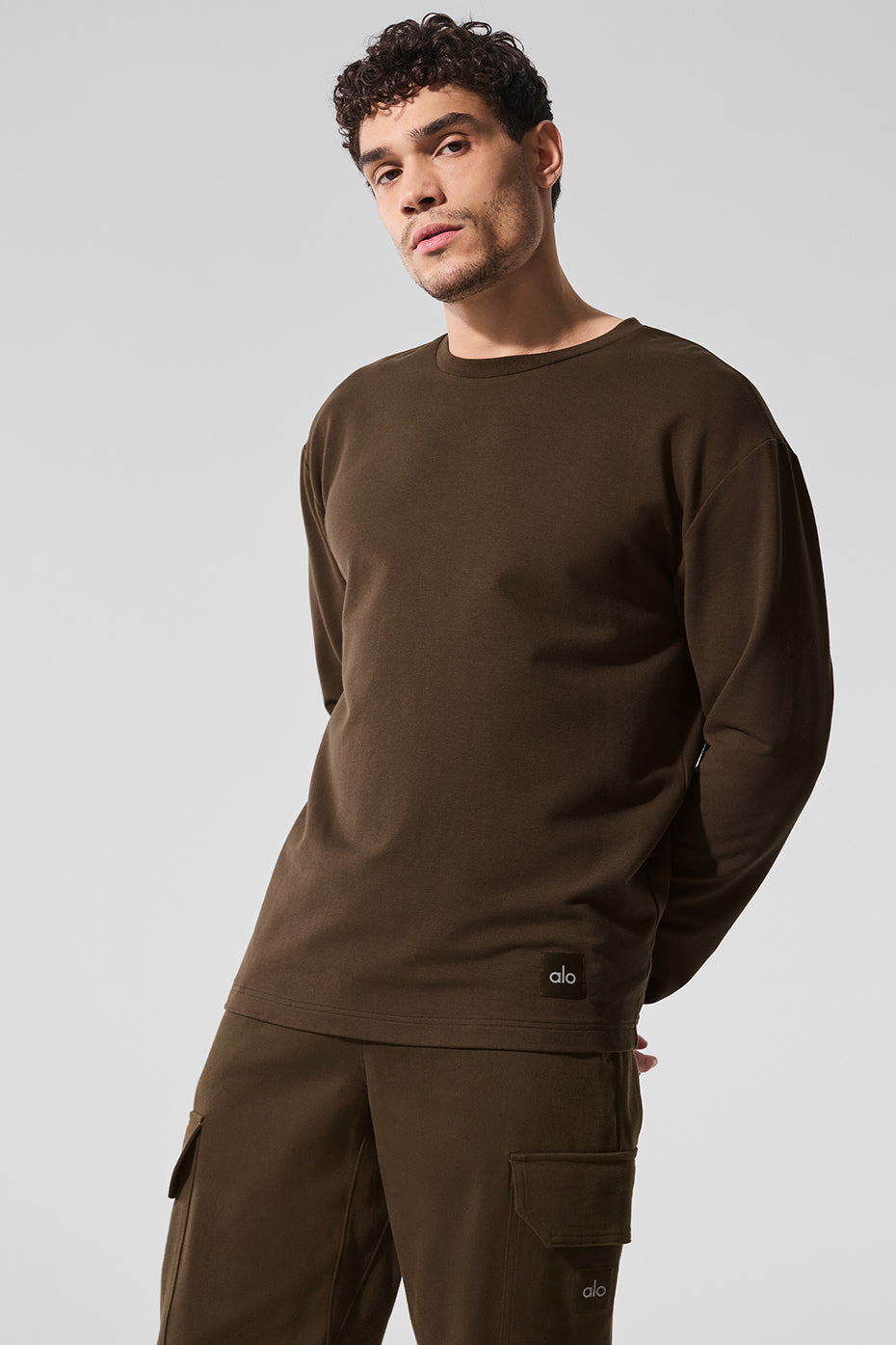 Double Take Long Sleeve Crew - Espresso image 1