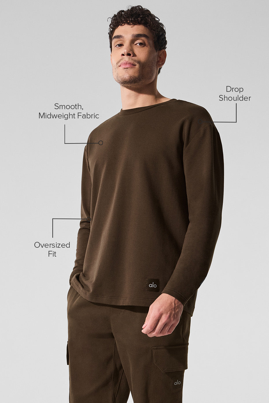 Double Take Long Sleeve Crew - Espresso image 2