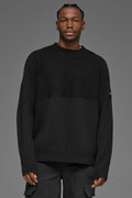 Domain Shift Rib Knit Sweater Crew - Black image 1