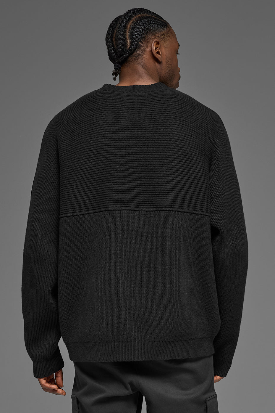 Domain Shift Rib Knit Sweater Crew - Black image 3