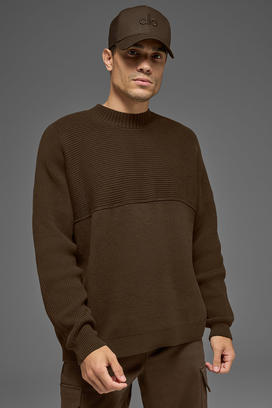 Domain Shift Rib Knit Sweater Crew - Espresso image 1