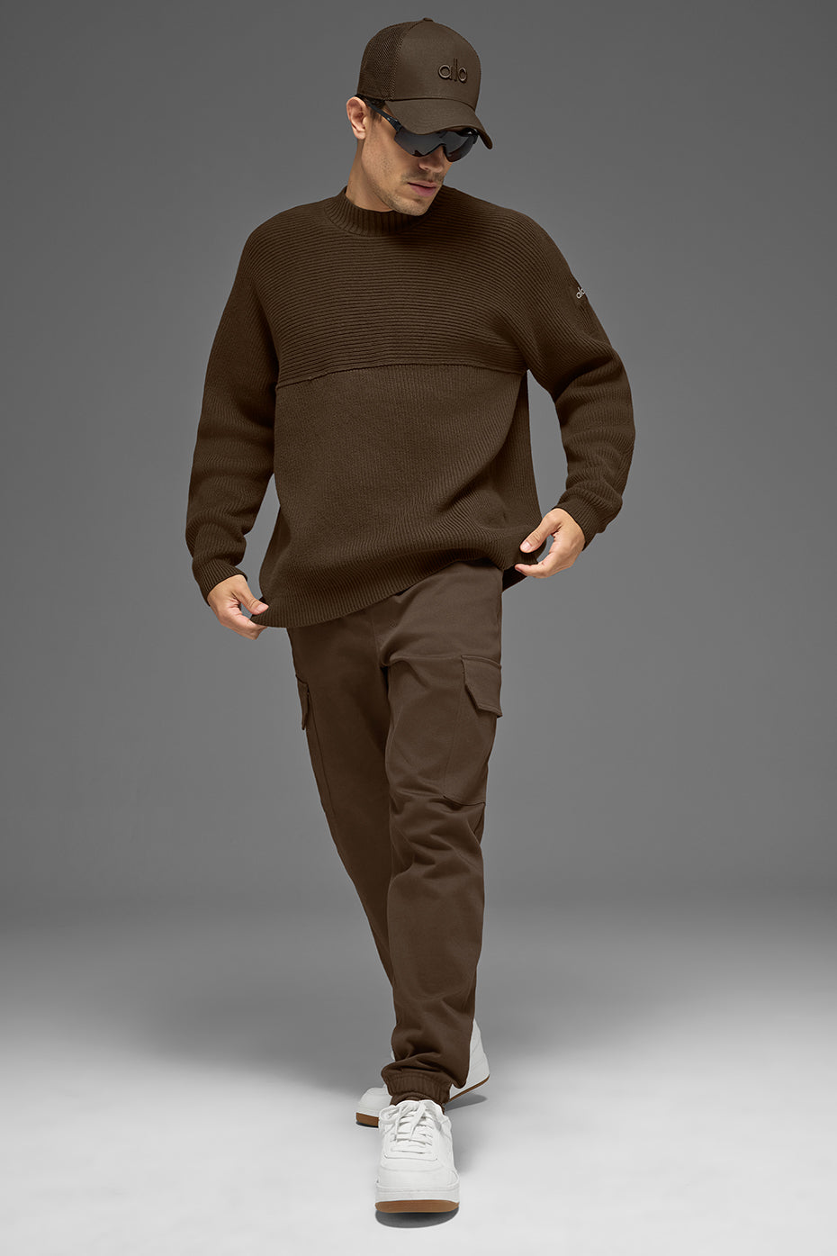 Domain Shift Rib Knit Sweater Crew - Espresso image 4