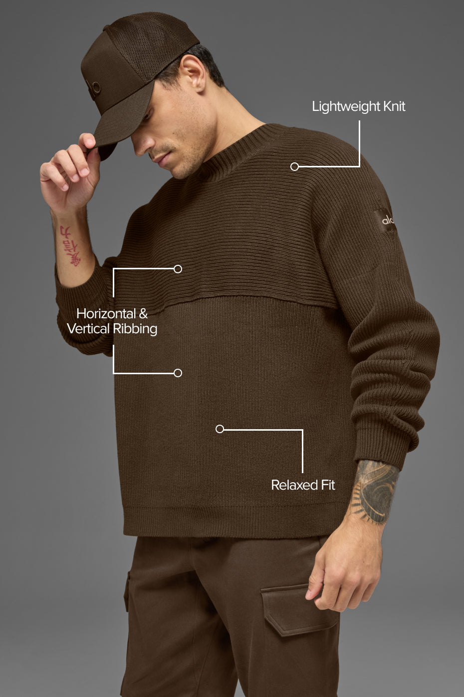 Domain Shift Rib Knit Sweater Crew - Espresso image 2