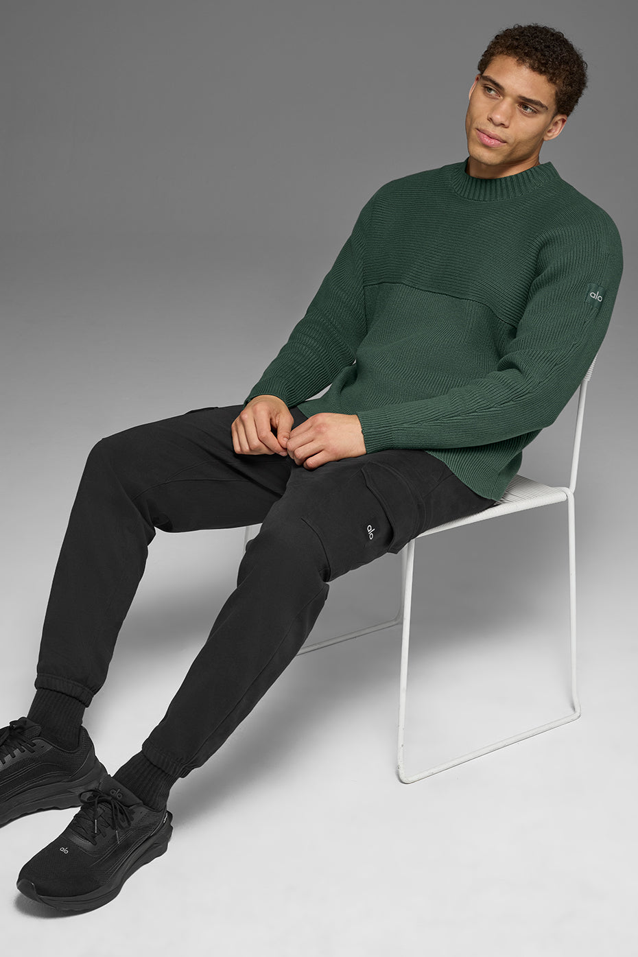 Domain Shift Rib Knit Sweater Crew - Clover Green image 5