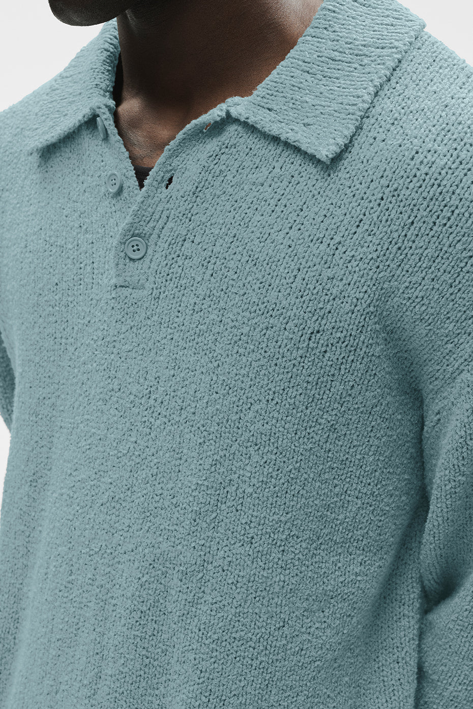 Textured Knit Long Sleeve Polo - Desert Sage image 2