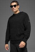 Textured Knit Hoodie - Black image 1