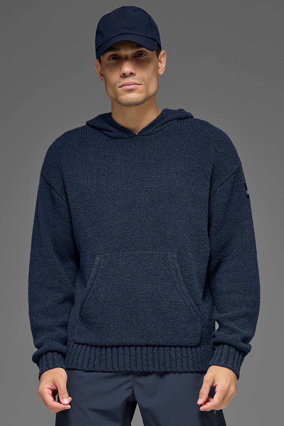 Textured Knit Hoodie - Navy image 1