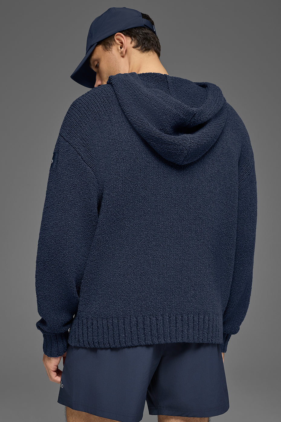 Textured Knit Hoodie - Navy image 3