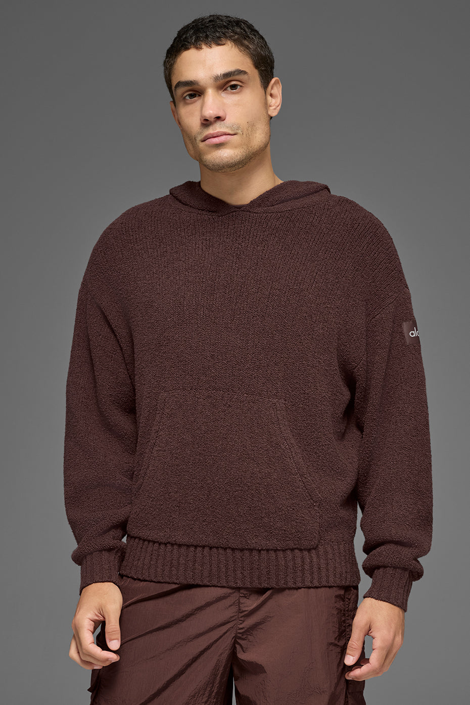 Textured Knit Hoodie - Brownstone image 1