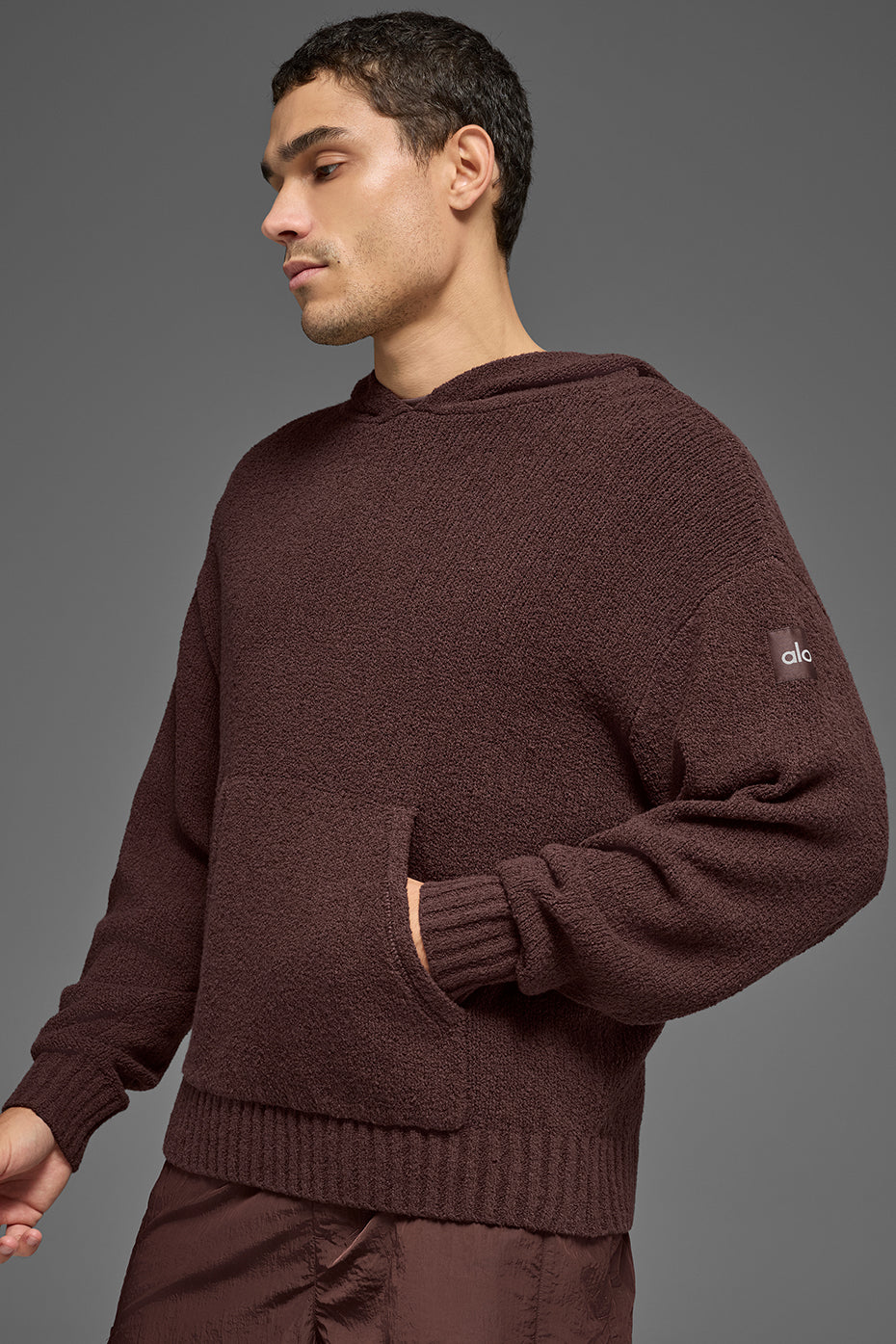Textured Knit Hoodie - Brownstone image 3