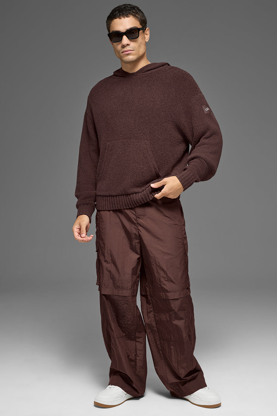 Textured Knit Hoodie - Brownstone image 4
