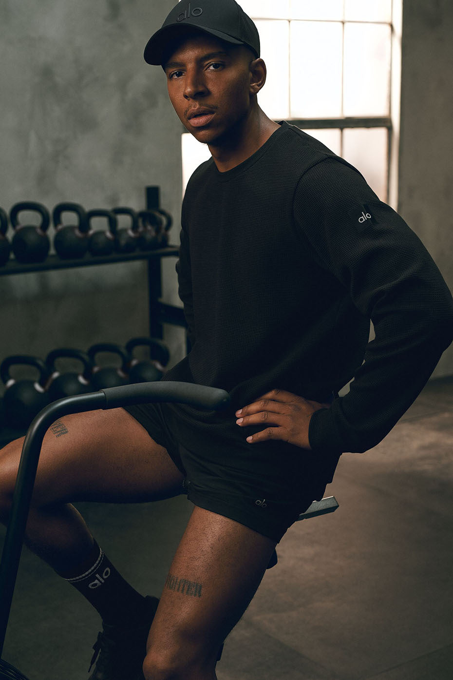 Waffle Lounge Long Sleeve Crew - Black image 1