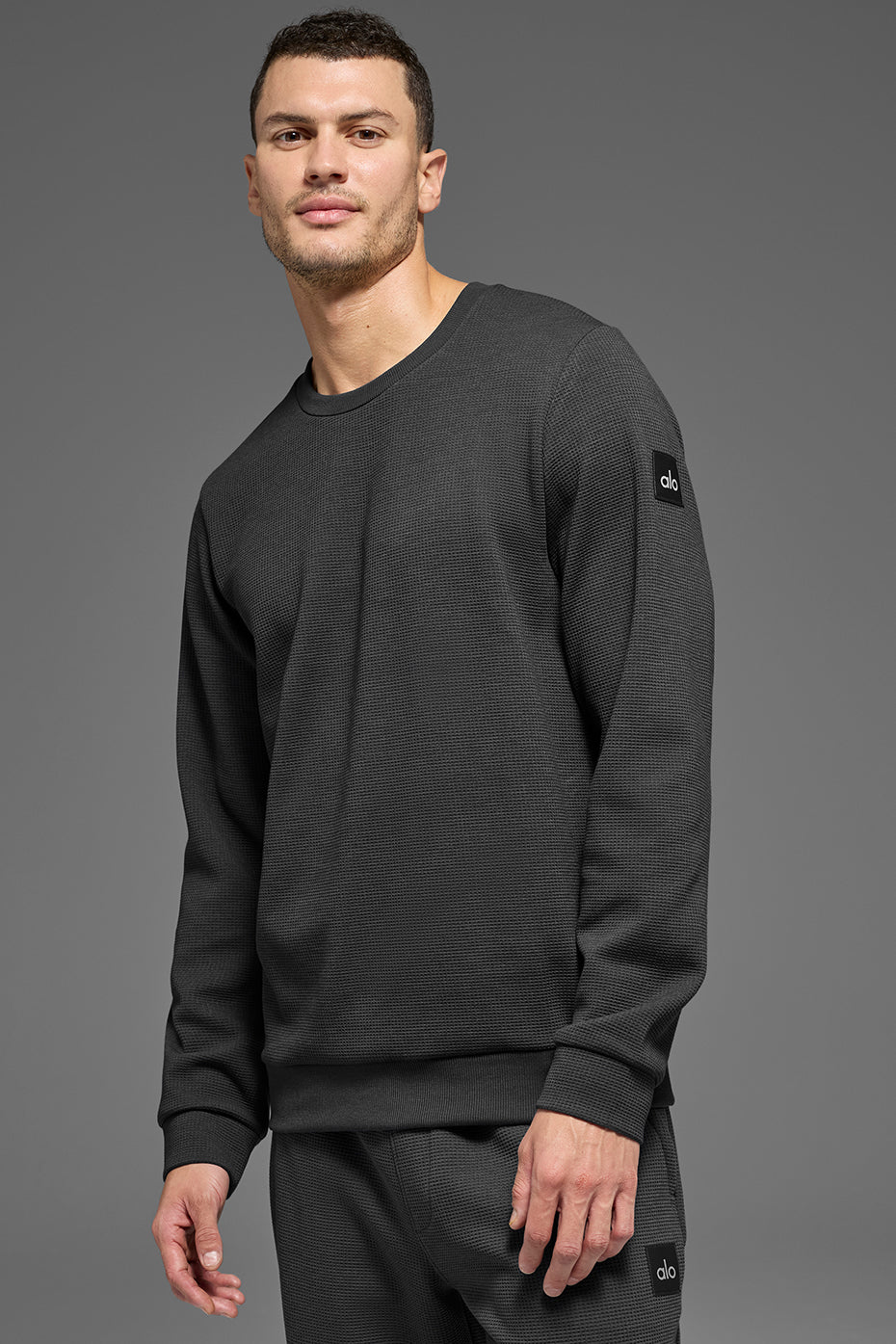 Waffle Lounge Long Sleeve Crew - Anthracite image 1