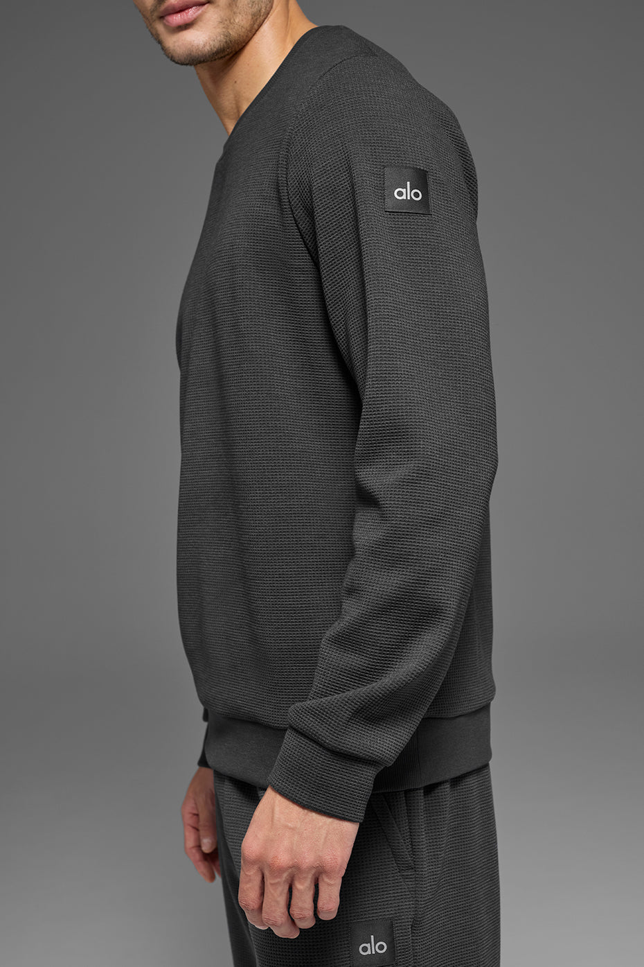 Waffle Lounge Long Sleeve Crew - Anthracite image 3
