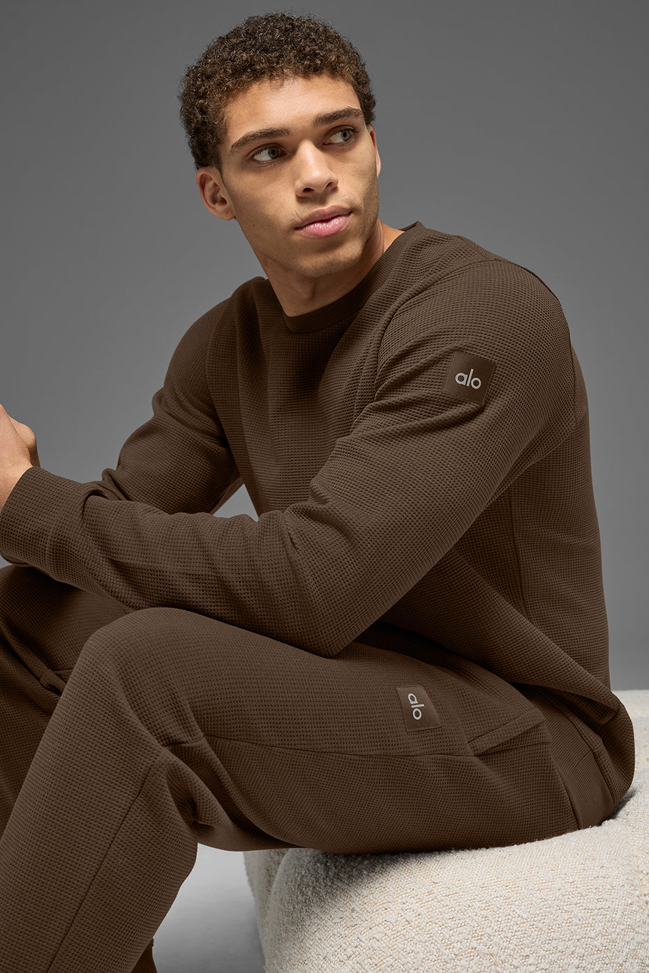 Waffle Lounge Long Sleeve Crew - Espresso image 5