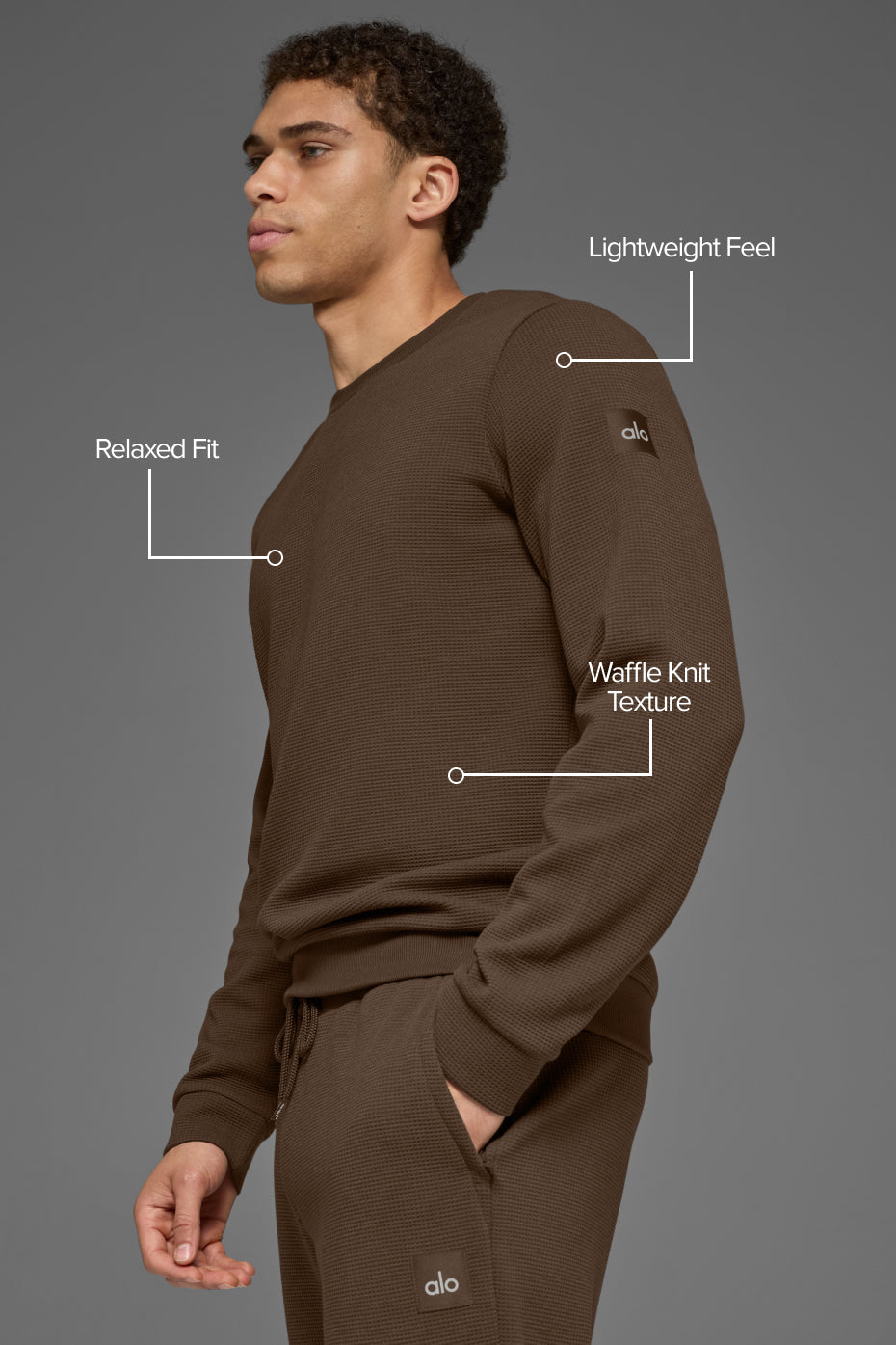 Waffle Lounge Long Sleeve Crew - Espresso image 2