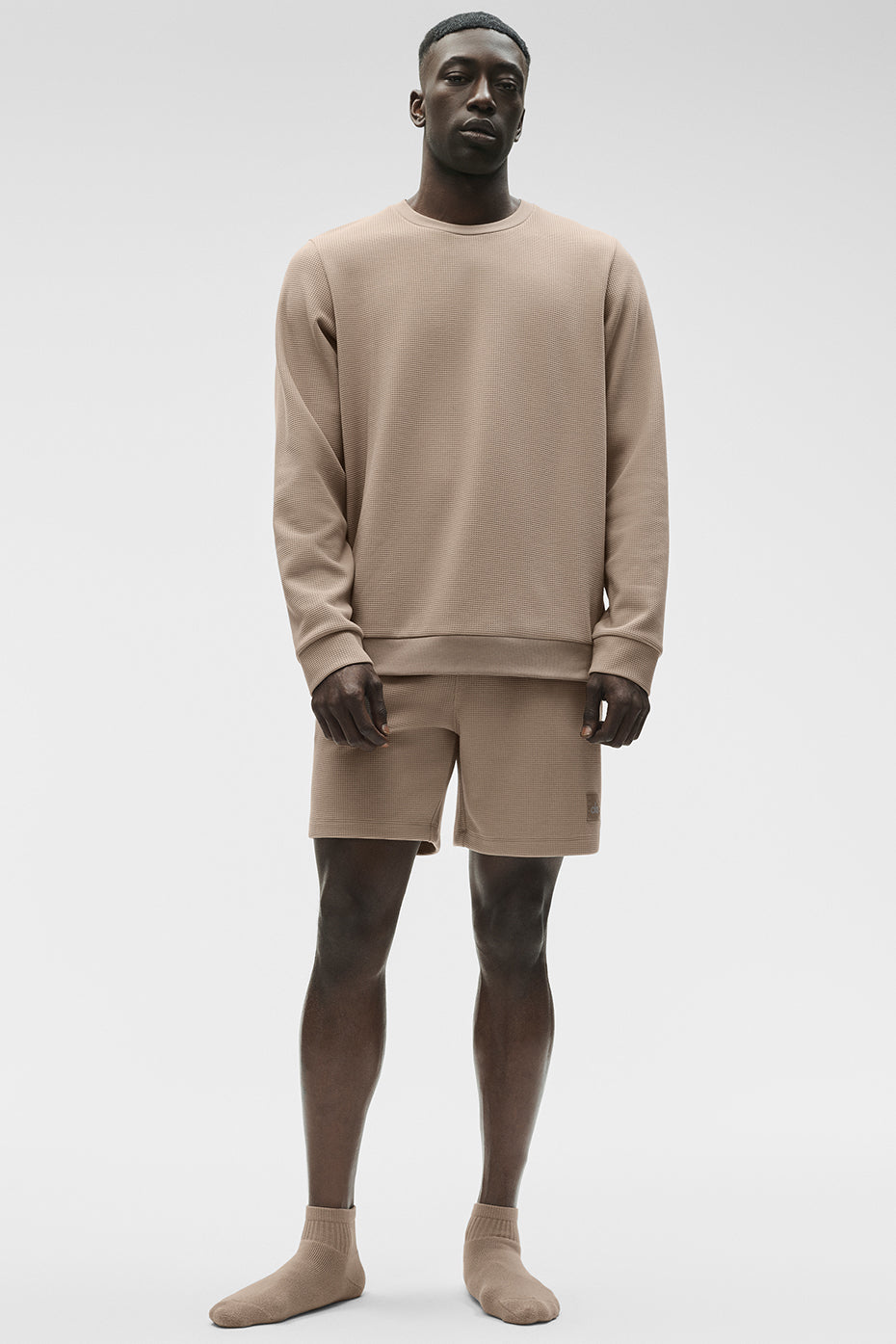 Waffle Lounge Long Sleeve Crew - Gravel image 5