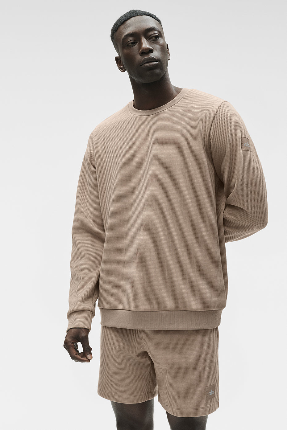 Waffle Lounge Long Sleeve Crew - Gravel image 4