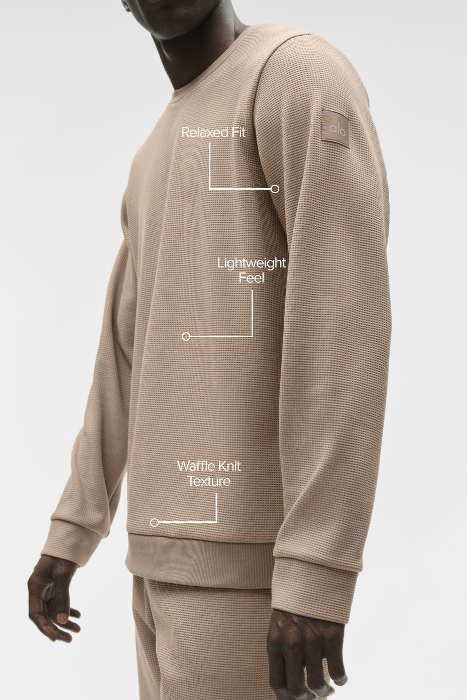 Waffle Lounge Long Sleeve Crew - Gravel image 2