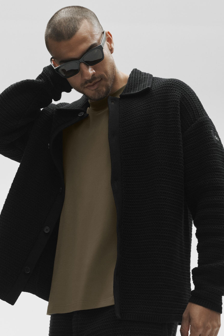 Shift Knit Button Up Long Sleeve - Black image 1