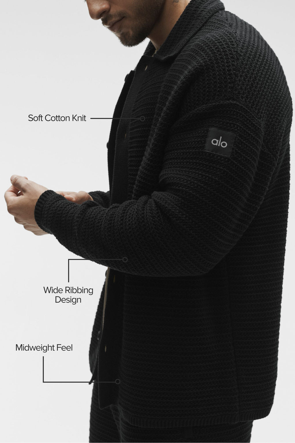 Shift Knit Button Up Long Sleeve - Black image 2