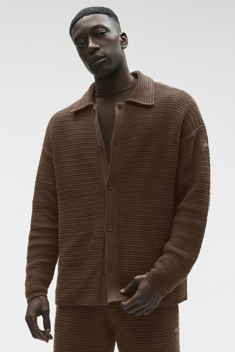 Shift Knit Button Up Long Sleeve - Espresso image 3
