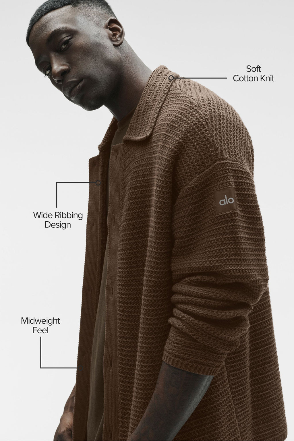 Shift Knit Button Up Long Sleeve - Espresso image 2