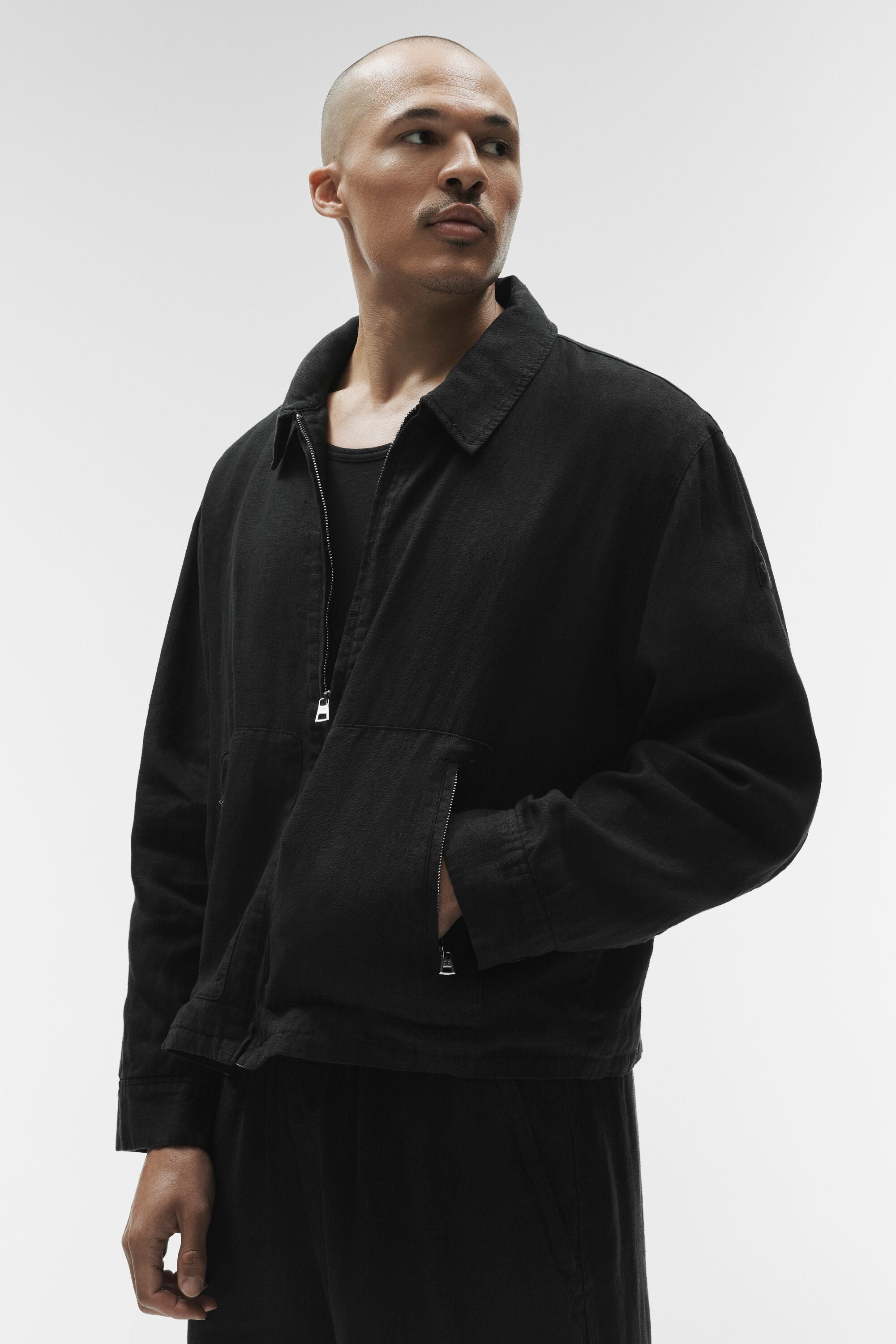 Linen Days Full Zip Jacket - Black image 3