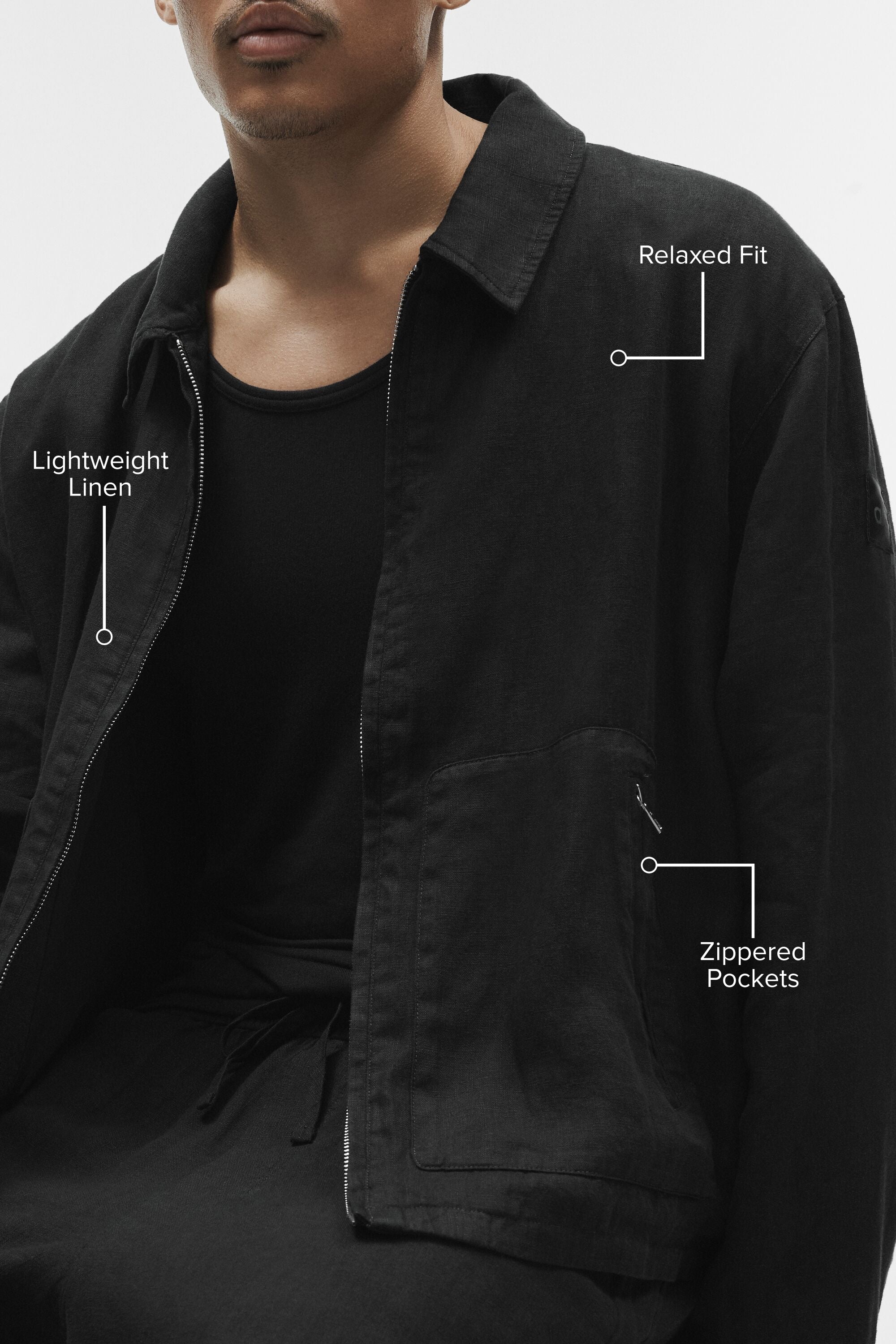 Linen Days Full Zip Jacket - Black image 2