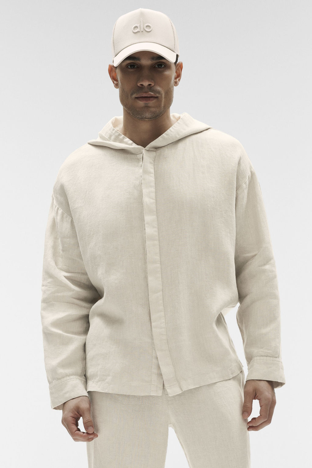Linen Days Button Up Hoodie - Bone image 3