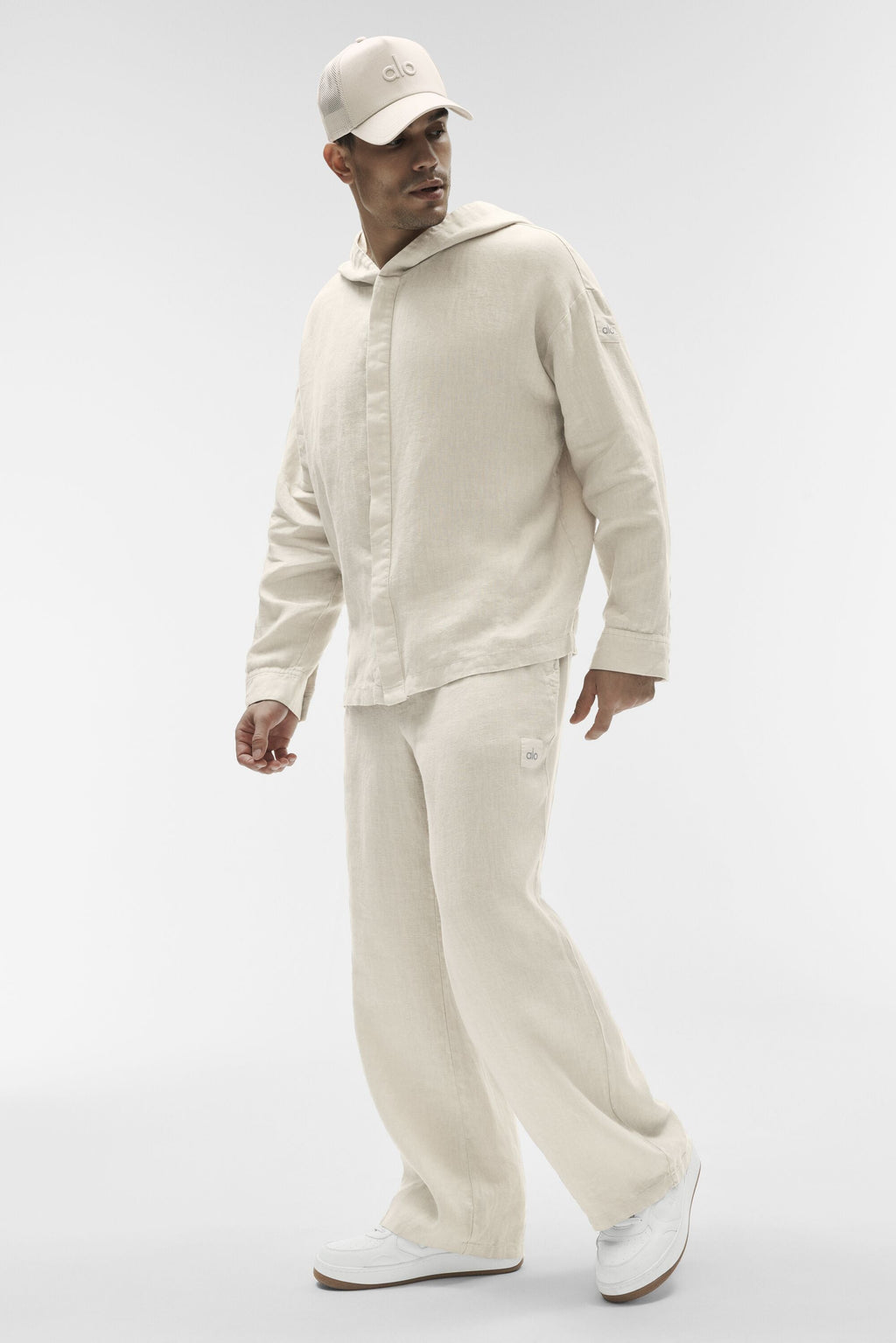Linen Days Button Up Hoodie - Bone image 5