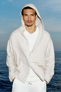 Linen Days Button Up Hoodie - Bone image 1
