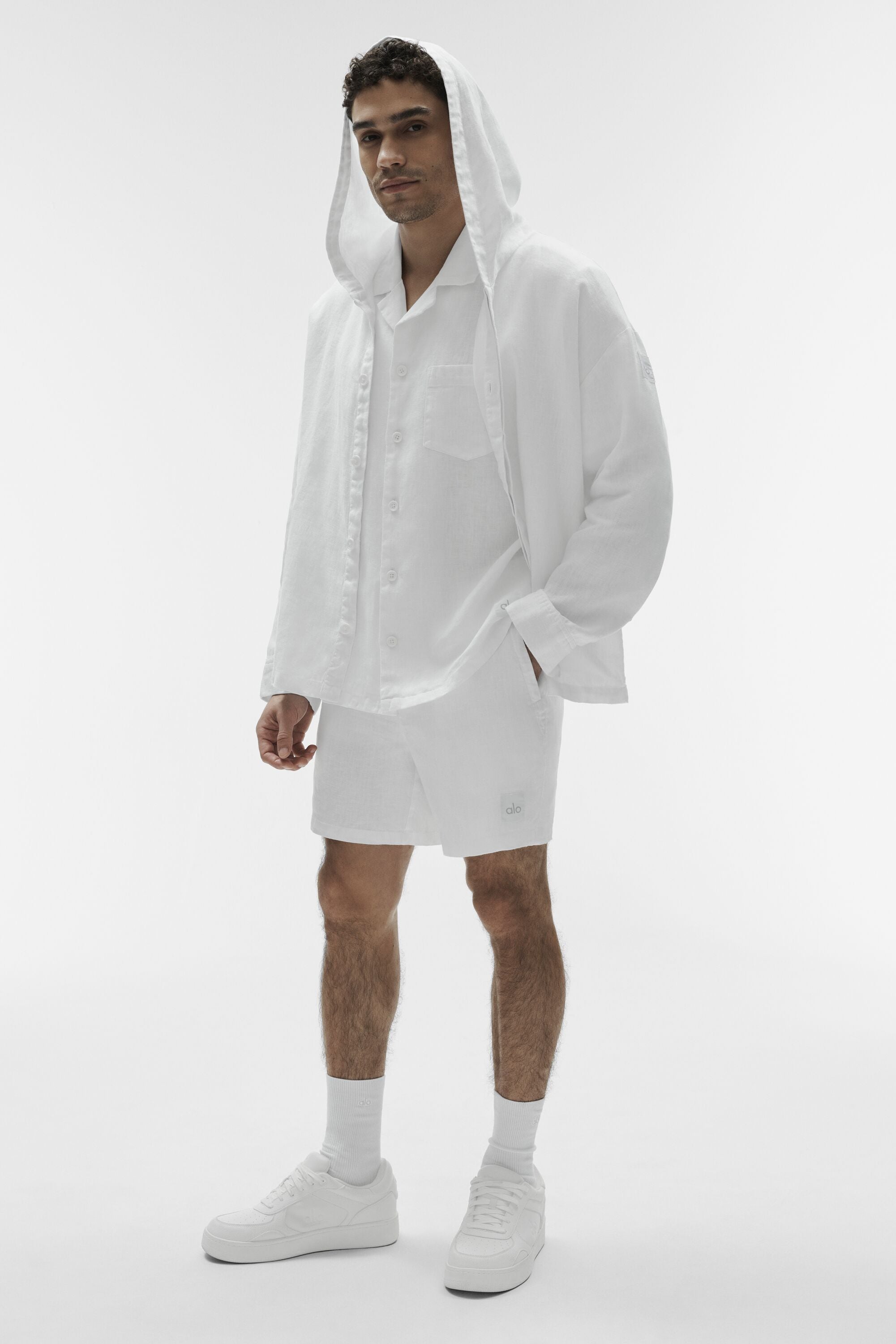 Linen Days Button Up Hoodie - White image 1