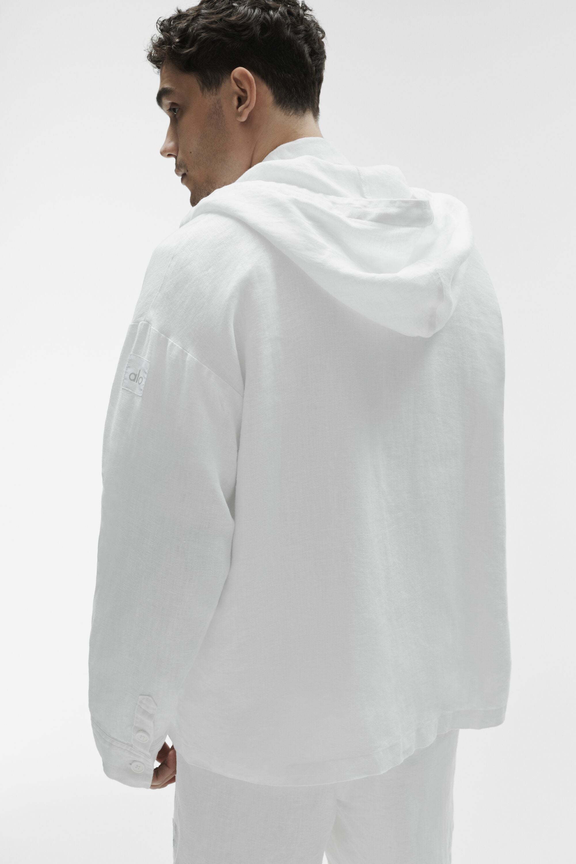 Linen Days Button Up Hoodie - White image 4