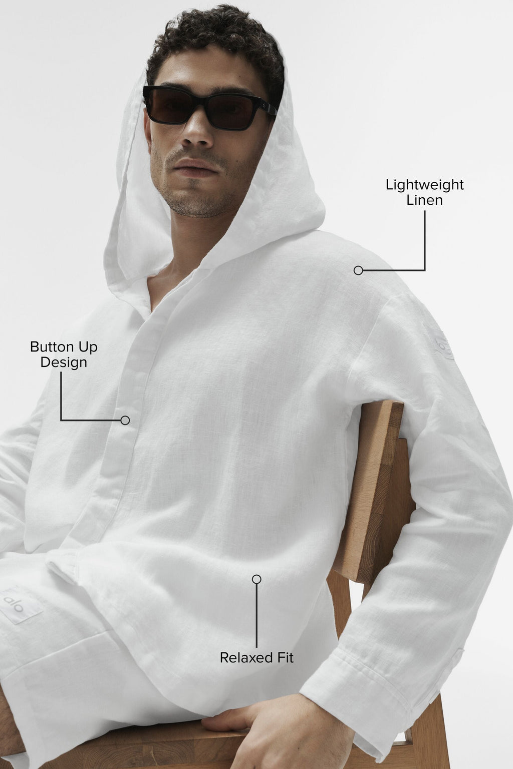 Linen Days Button Up Hoodie - White image 2