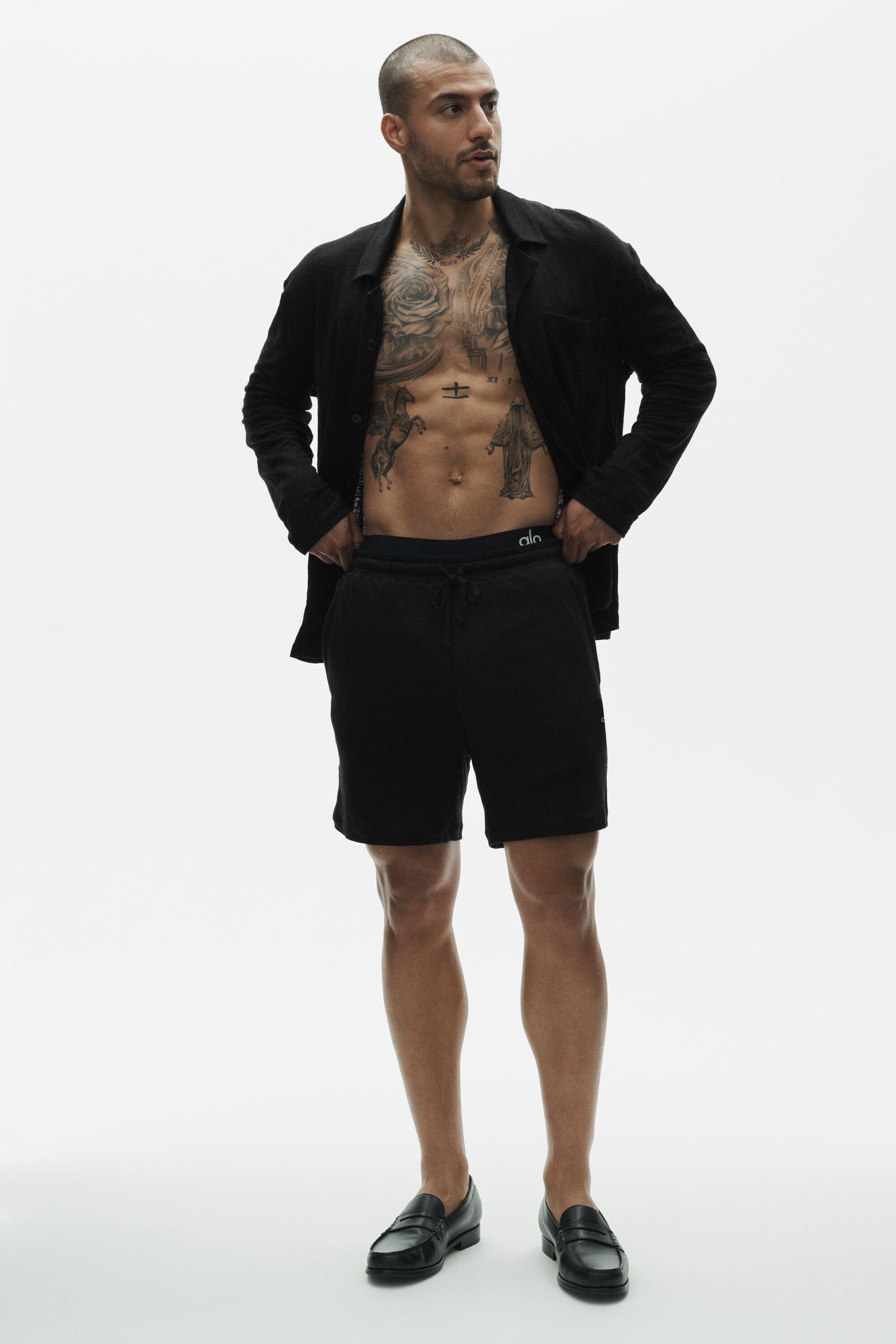 Linen Jersey Coastal Long Sleeve Button Up - Black image 5