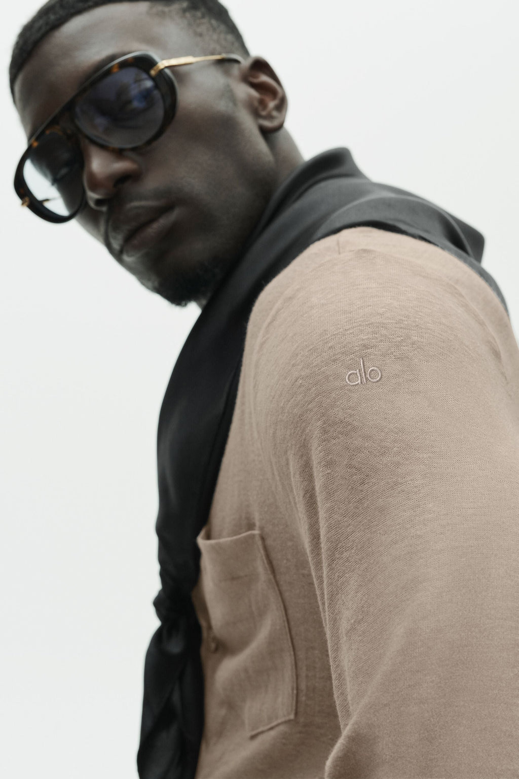 Linen Jersey Coastal Long Sleeve Button Up - Gravel image 3