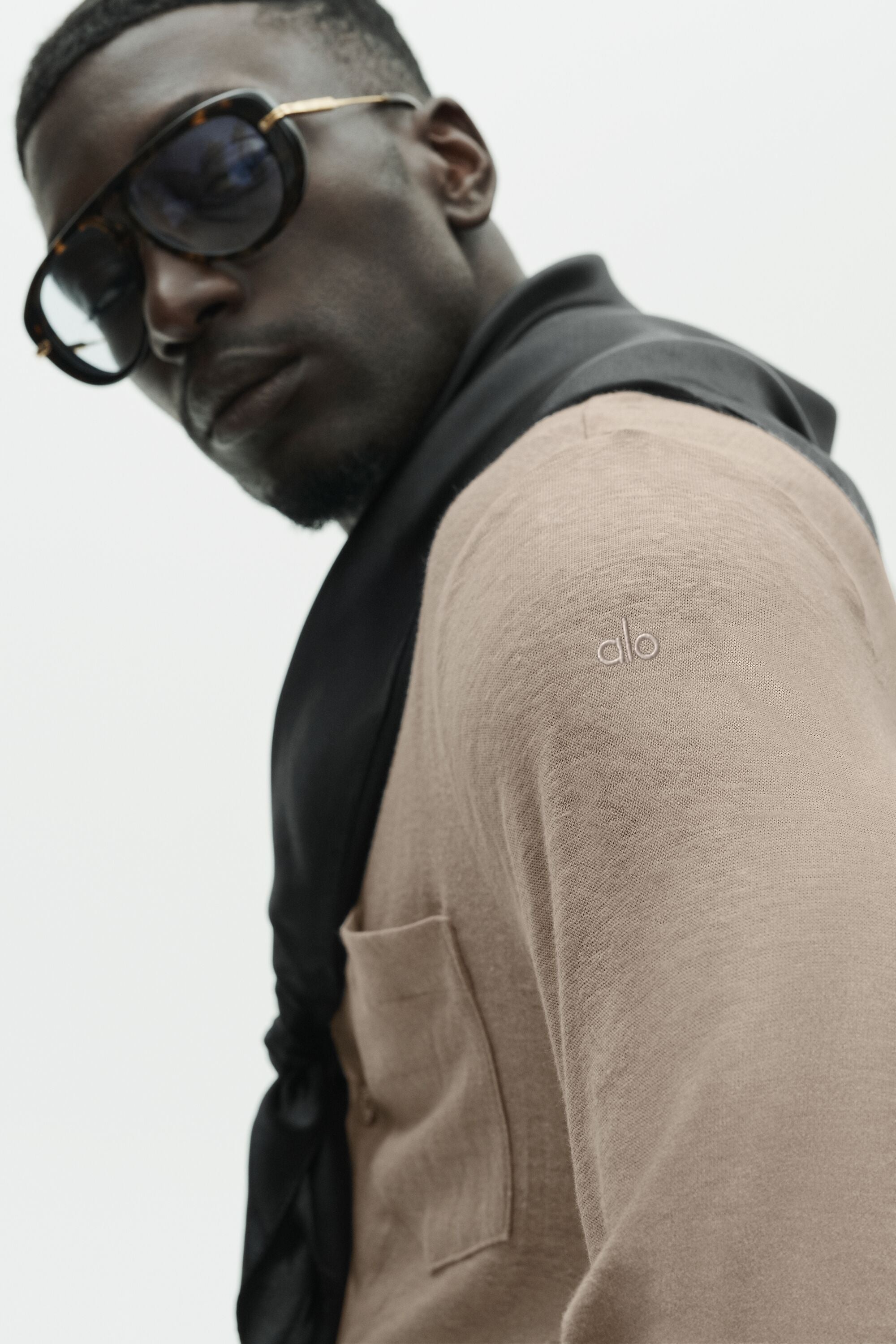 Linen Jersey Coastal Long Sleeve Button Up - Gravel image 3